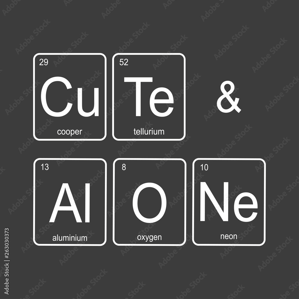 The chemical elements of the periodic table,funny phrase -cute and alone The chemical elements of the periodic table,funny phrase -cute and alone