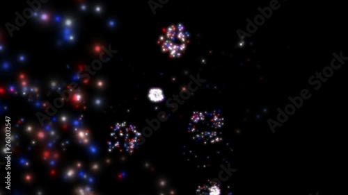 Election day fireworks celebrate president of United States of America.Patriotic explosion confetti colors of the American flag.