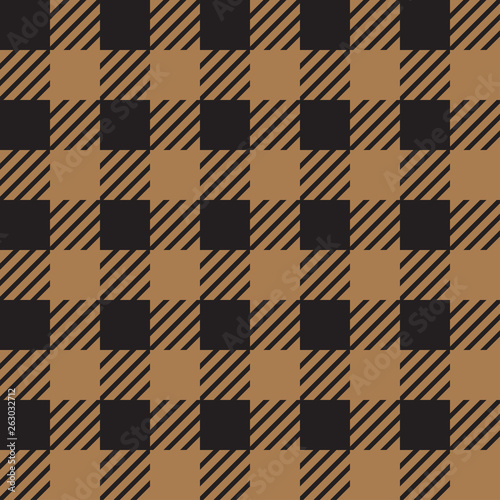 Vector seamless texture with vichy cage ornament. Brown and black cages