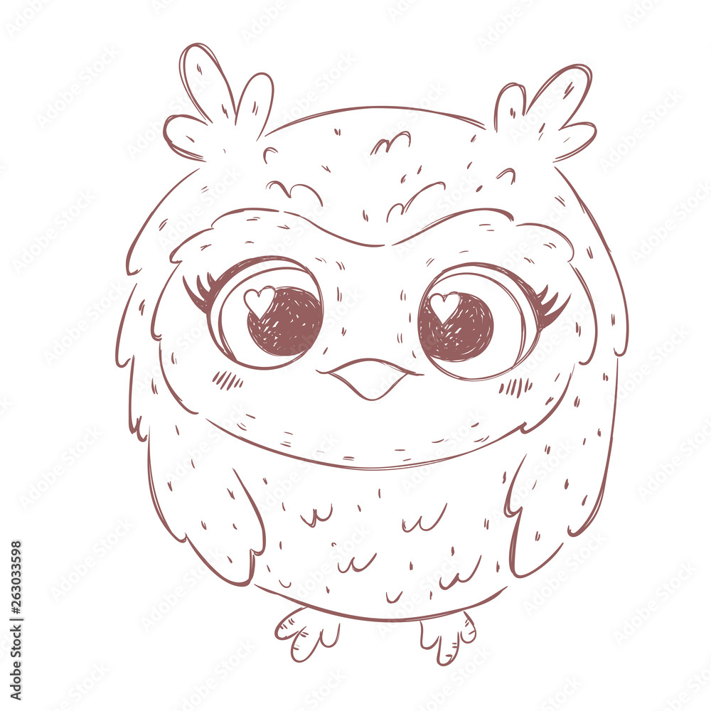 Cute cartoon owl sketch