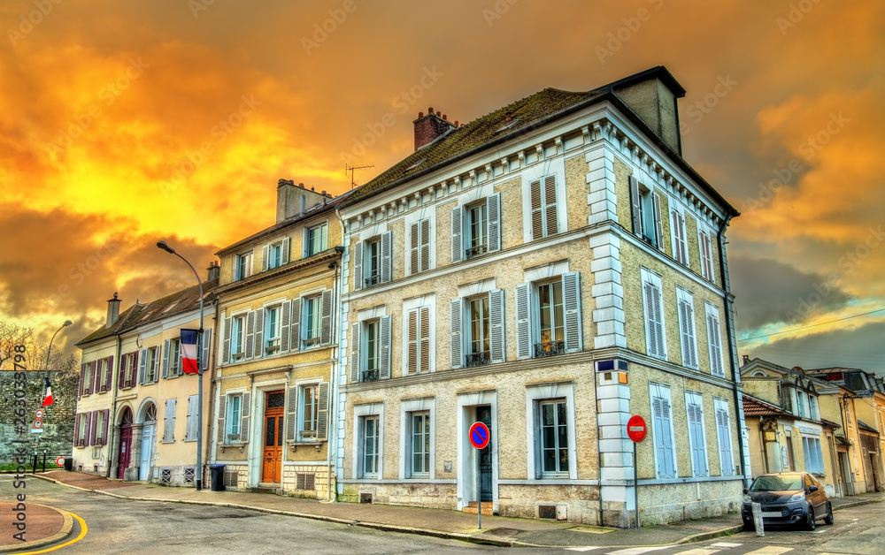 Obraz premium Typical french buildings in Meaux, Paris region