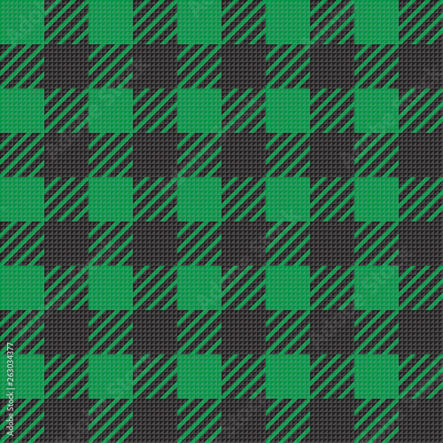 Vector seamless texture with vichy cage ornament. Green and black cages