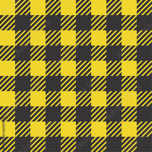 Vector seamless texture with vichy cage ornament. Yellow and black cages
