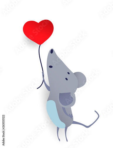 mouse with red heart