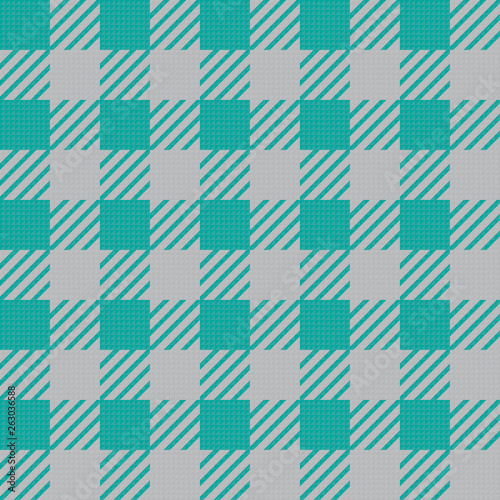 Vector seamless texture with vichy cage ornament. Green and grey cages