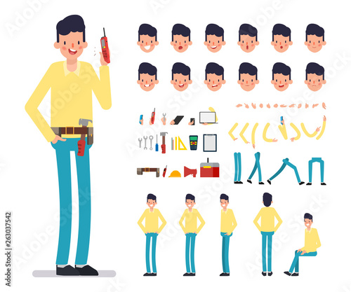 Engineer and handyman and technician people worker teamwork. industry character vector design.