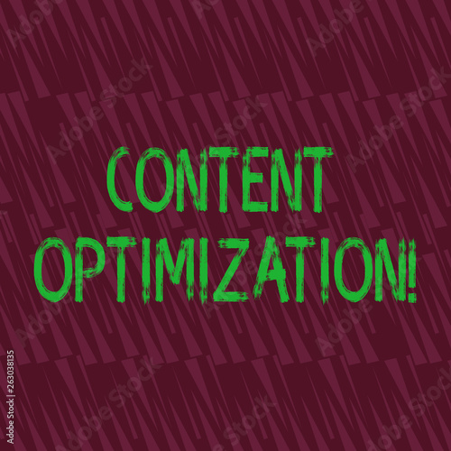 Conceptual hand writing showing Content Optimization. Concept meaning techniques to improve search results and ranking Seamless Isosceles Triangle Maroon Tone in Abstract Pattern