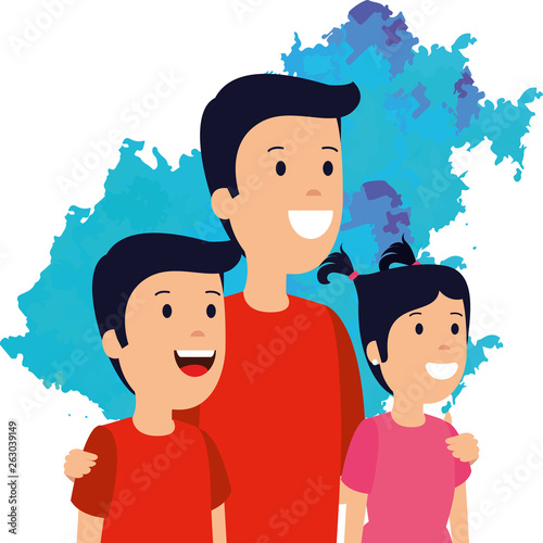 man with his boy and girl to celebrate fathers day