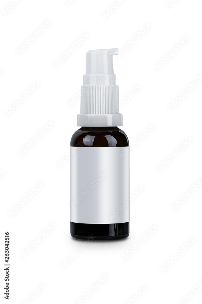 White Dispenser head pump body glass bottle cosmetic hygiene conditioner with Facial skin care isolated on white background White Dispenser head pump body glass bottle cosmetic hygiene conditioner with Facial skin care isolated on white background