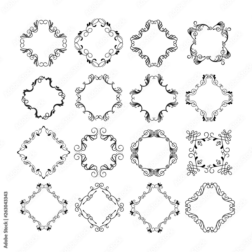 Obraz premium Handdrawn decorative frames isolated on white background