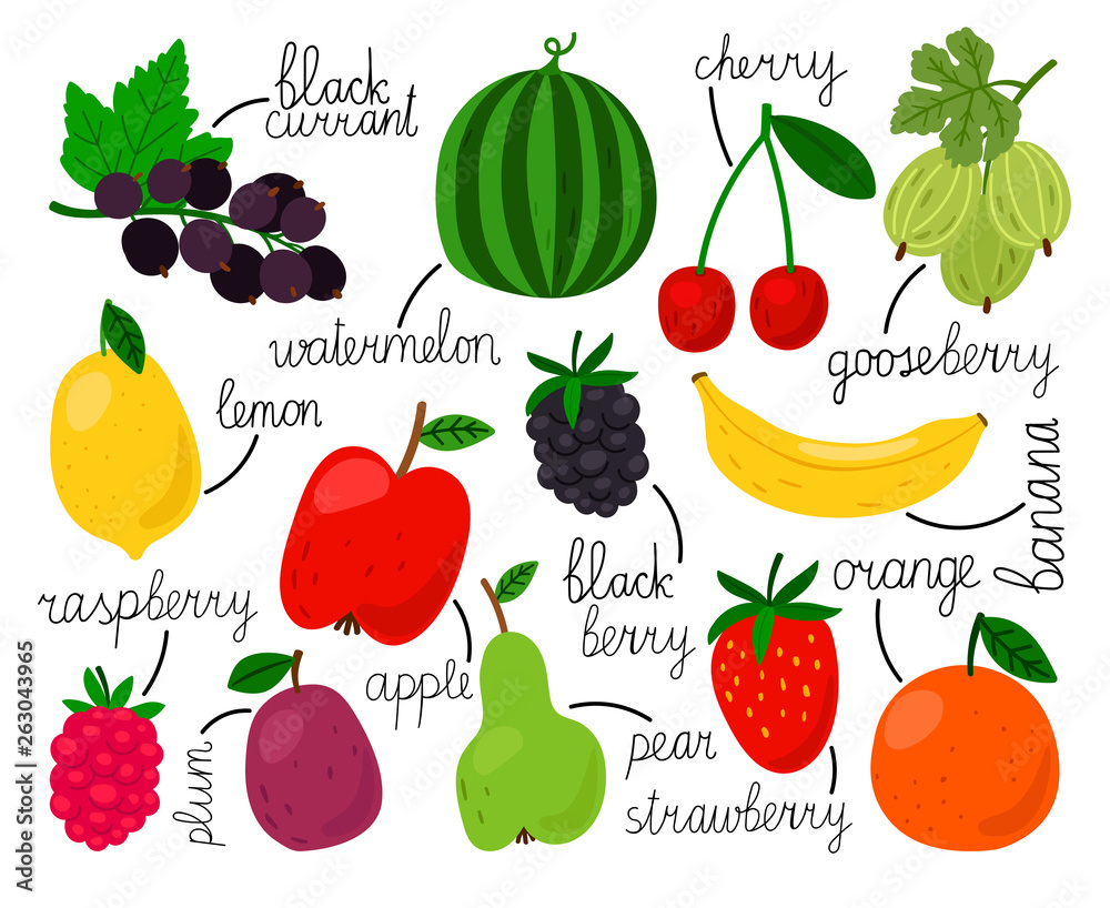 Simple Fruits Drawing Kids Stock Illustration 2303592045 | Shutterstock