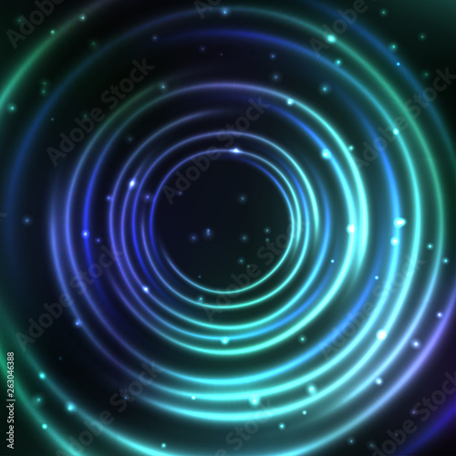 Blue abstract cosmic circles