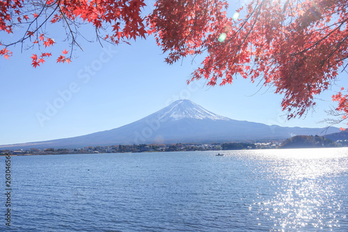 Autumn Season Fuji  Mountain at Kawaguchiko lake, Japan. © sakdam