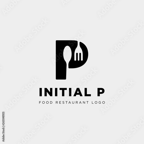 initial p food equipment simple logo template vector icon abstract