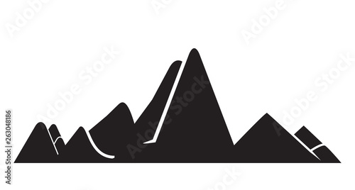 valley  mountain range silhouette on white background