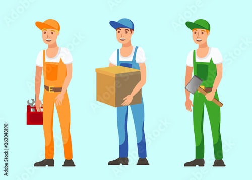 Vocational Workers Flat Vector Illustrations Set