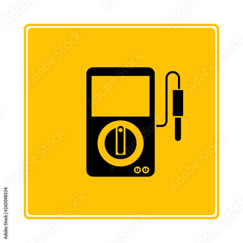 multimeter, voltmeter on yellow background
