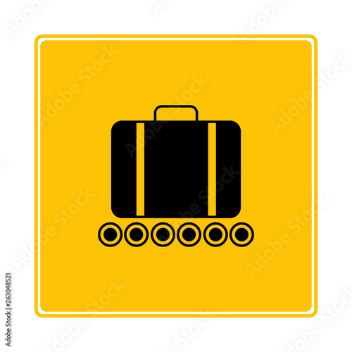 baggage claim on yellow background