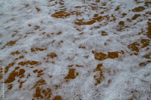 The bubble wave in sea on sand for background © pumppump