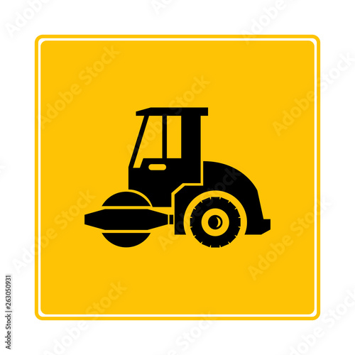roll compactor icon in yellow background