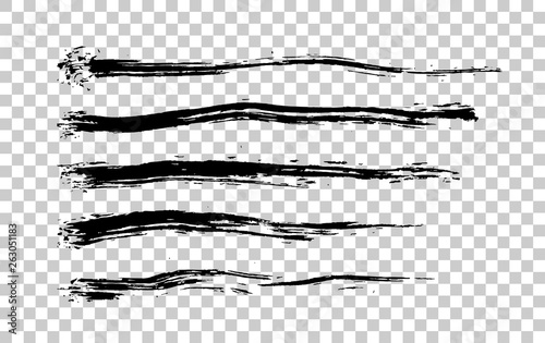 Handwrite Brush strokes set. Handmade design elements. Isolated object. Vector Illustration.