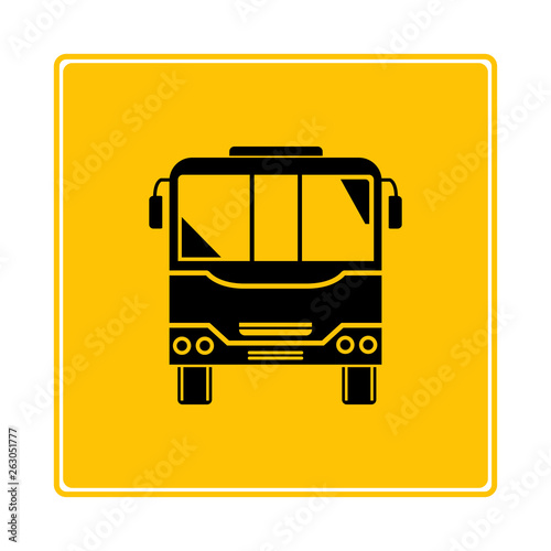 tour bus icon in yellow background