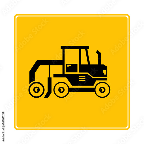 roll compactor icon in yellow background