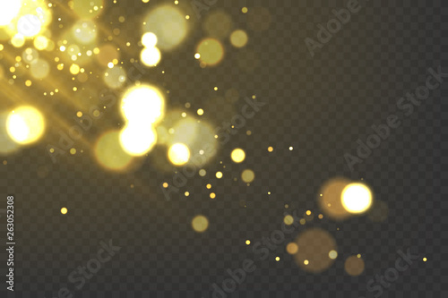 Gold bokeh effect isolated 