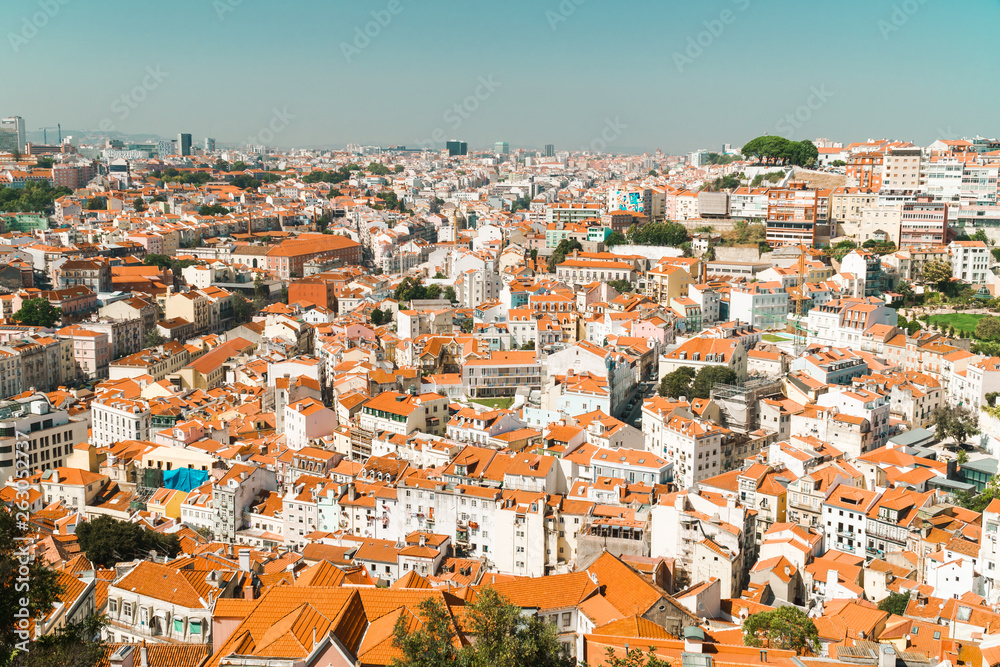 Aerial View Of Lisbon City Rooftops In Portugal
