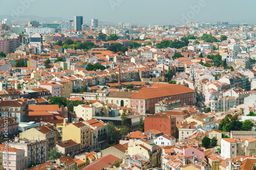 Aerial View Of Lisbon City Rooftops In Portugal