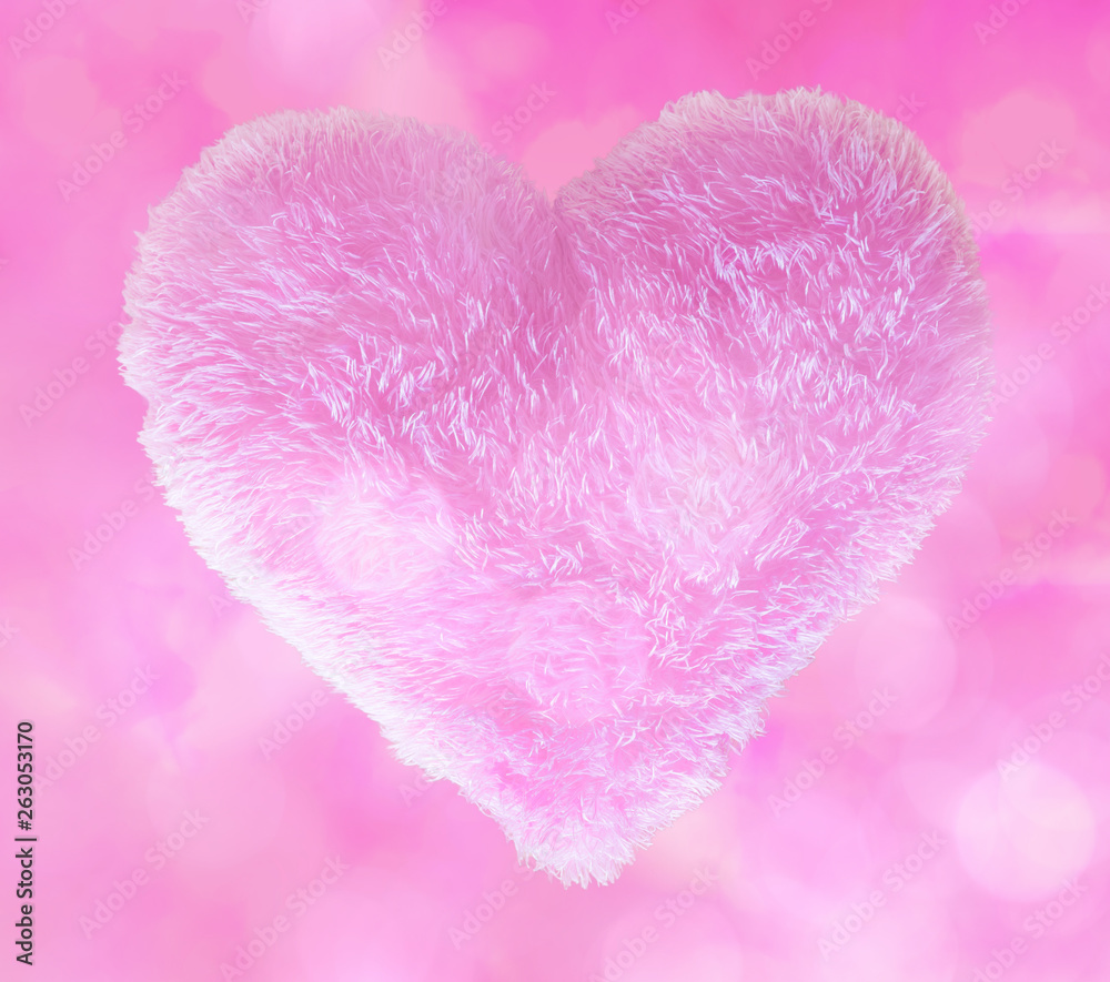 Valentine heart in pink feathers