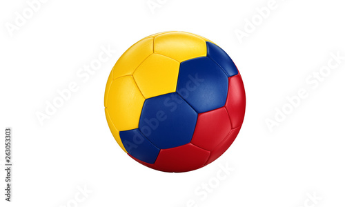 Football 3d concept. Ball with national flag of Colombia. Isolated on the white background.