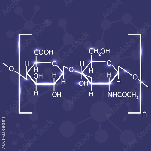 Hyaluronic acid vector illustration on dark background