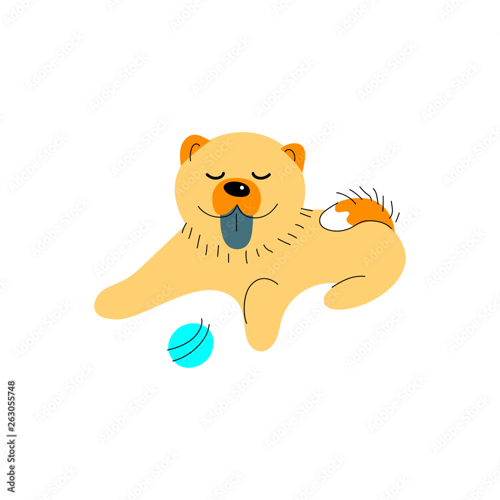 Vector illustration of chow chow dog in hand drawn sketch style. Flat and line design element isolated on white background. Vector illustration of chow chow dog in hand drawn sketch style. Flat and line design element isolated on white background.