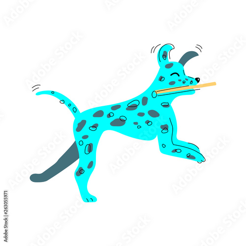 Vector illustration of dalmatian dog in hand drawn sketch style. Flat and line design element isolated on white background.