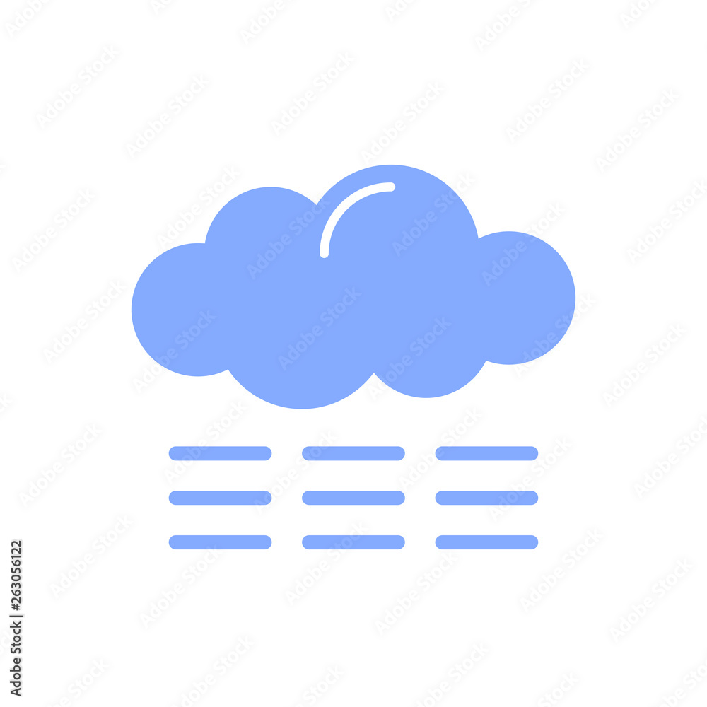 Cloud with fog icon. Flat and line style vector illustration isolated on white background. Weather, internet concept for web, app, logo.