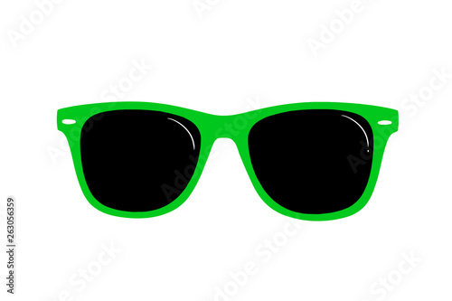 Green Sunglasses Isolated On White Background