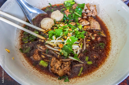 Thai style noodle soup , Boat culture noodles style