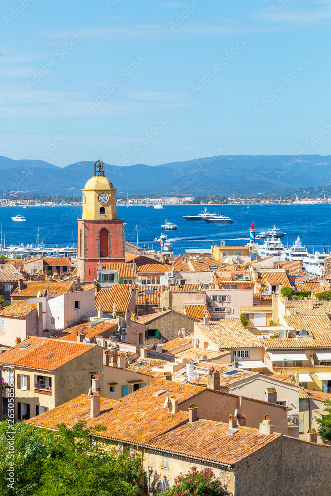 A view of streets and lanscape of Saint Tropez, France
