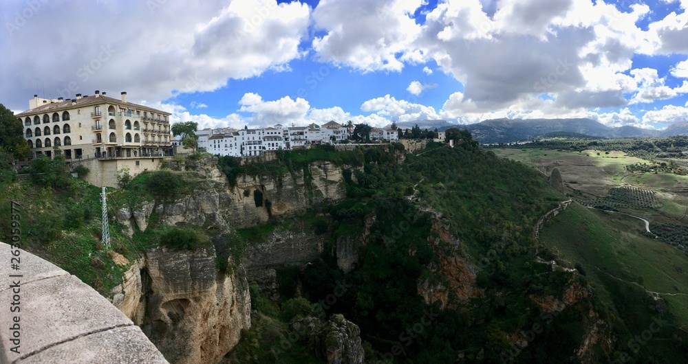 City Ronda on the rock and Valley below in Andalusia,Spain