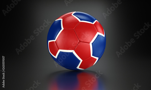 Football 3d concept. Ball with national flag of Iceland in the black metallic studio.