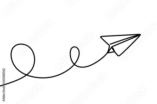 Continuous line drawing of paper plane craft minimalism style