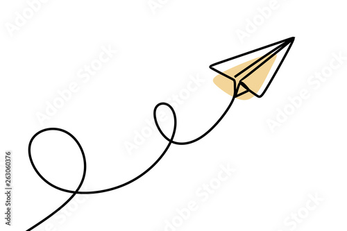 Paper plane continuous one line drawing