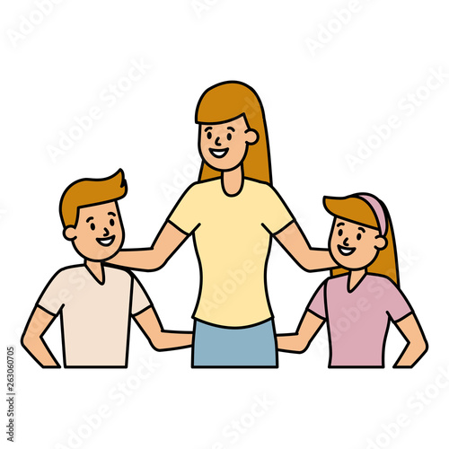 mom with son and daughter