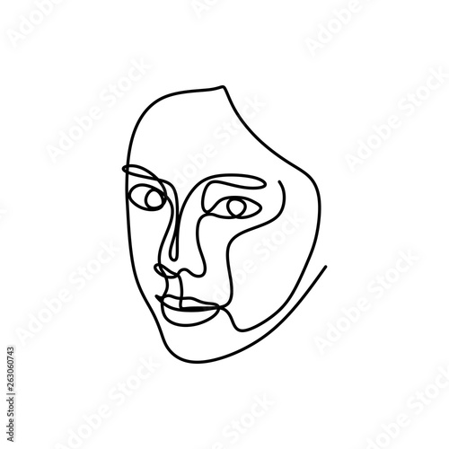 Girl face abstract continuo...