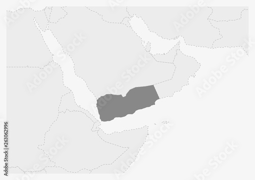 Map of Middle East with highlighted Yemen map