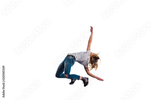 Strong woman doing aerobic