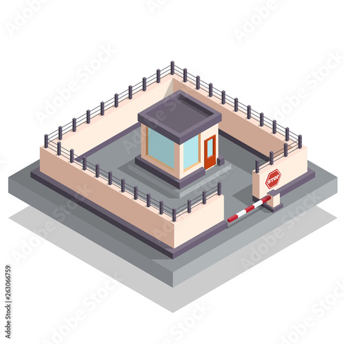 Protected object. Isometric. Vector illustration.