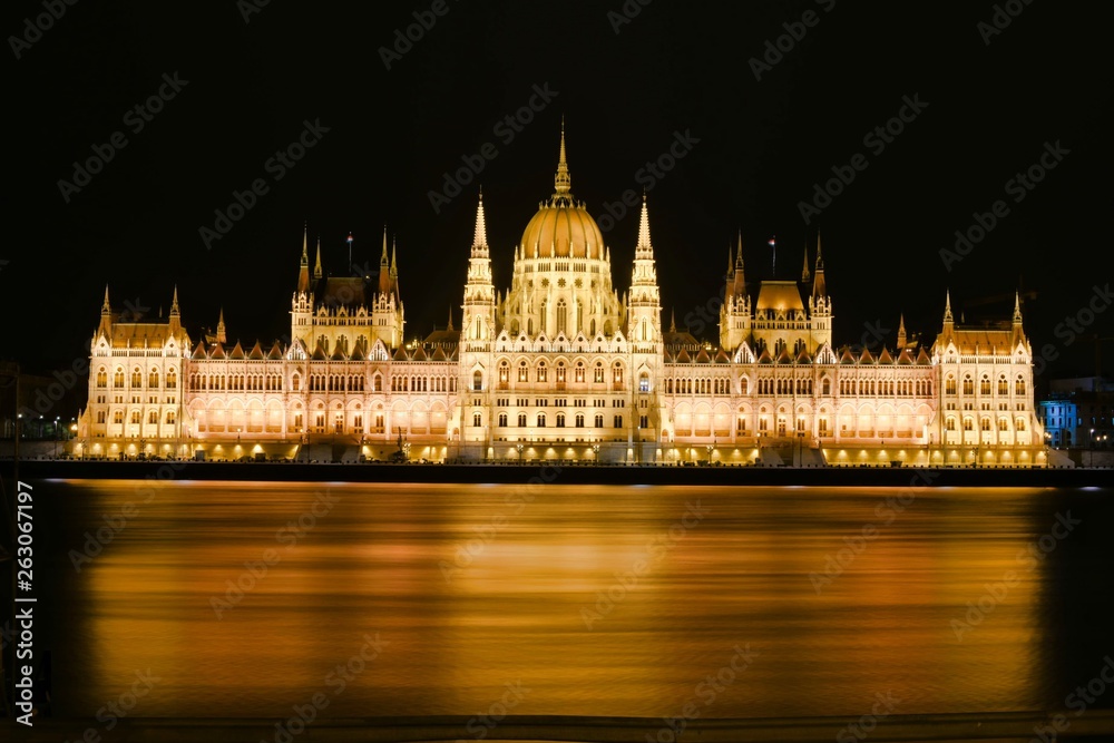 Parliament Building of Budapest Hungary at Night