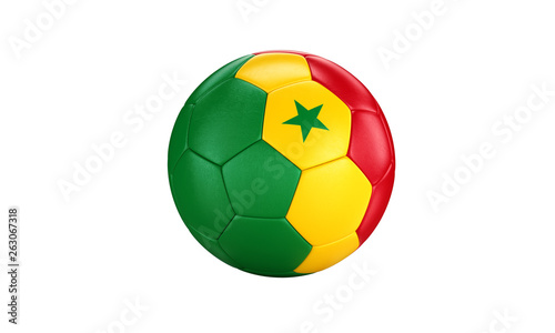 Football 3d concept. Ball with national flag of Senegal. Isolated on the white background.